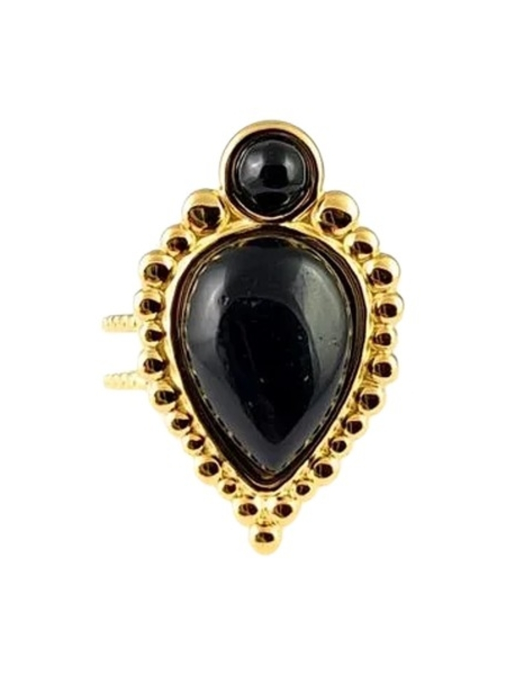 NWOT Stainless Steel Adjustable Black Agate Ring